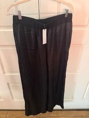 Michael Star Black Satin Wide Leg Pants